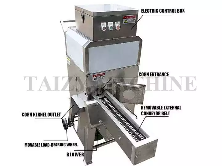 structure of sweet corn sheller machine